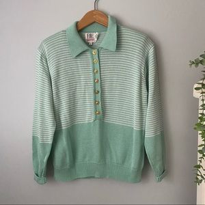 Vintage Fia Italia handloomed striped collared sweater